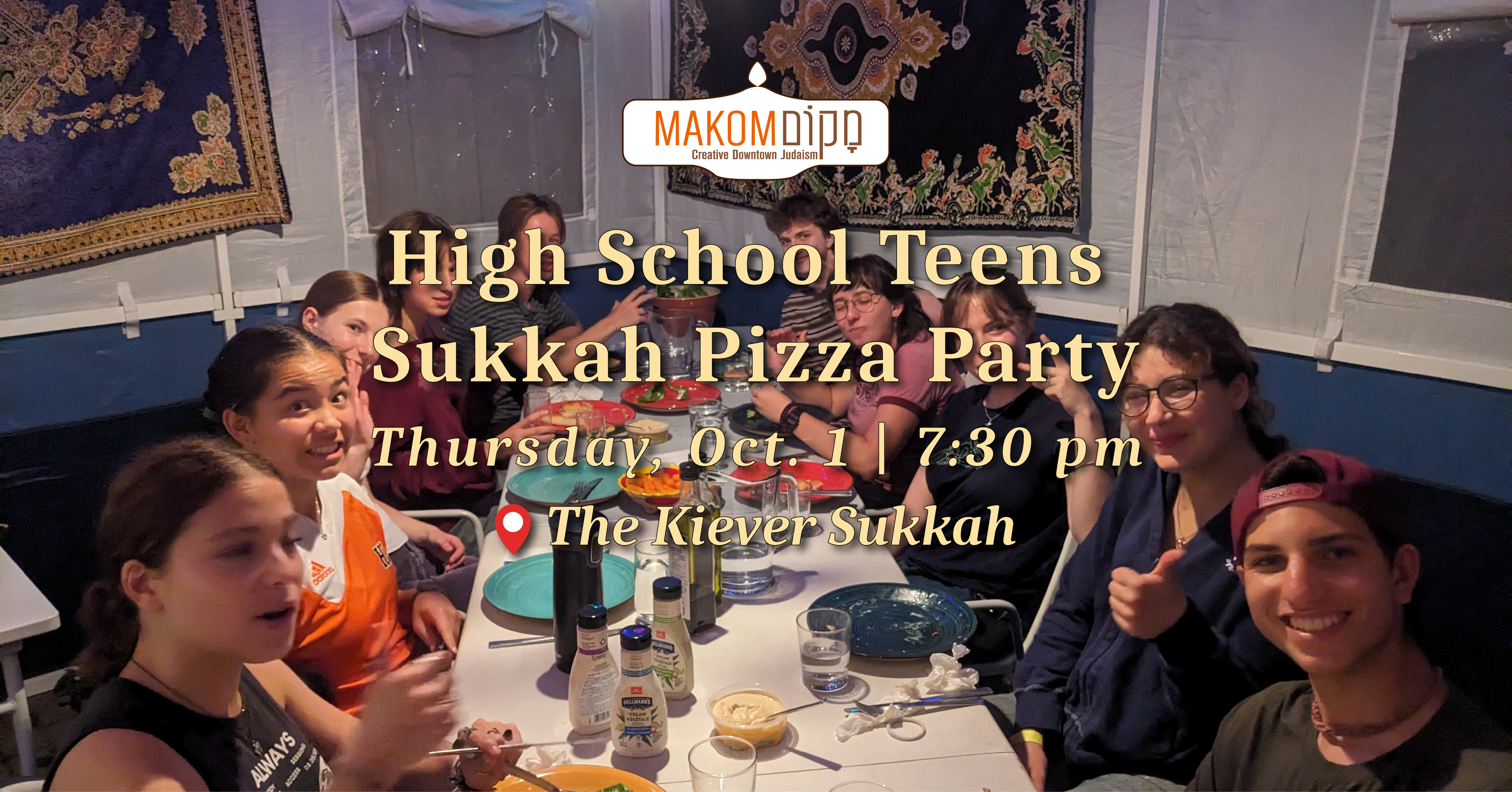 High School Teens Sukkah Pizzah Party